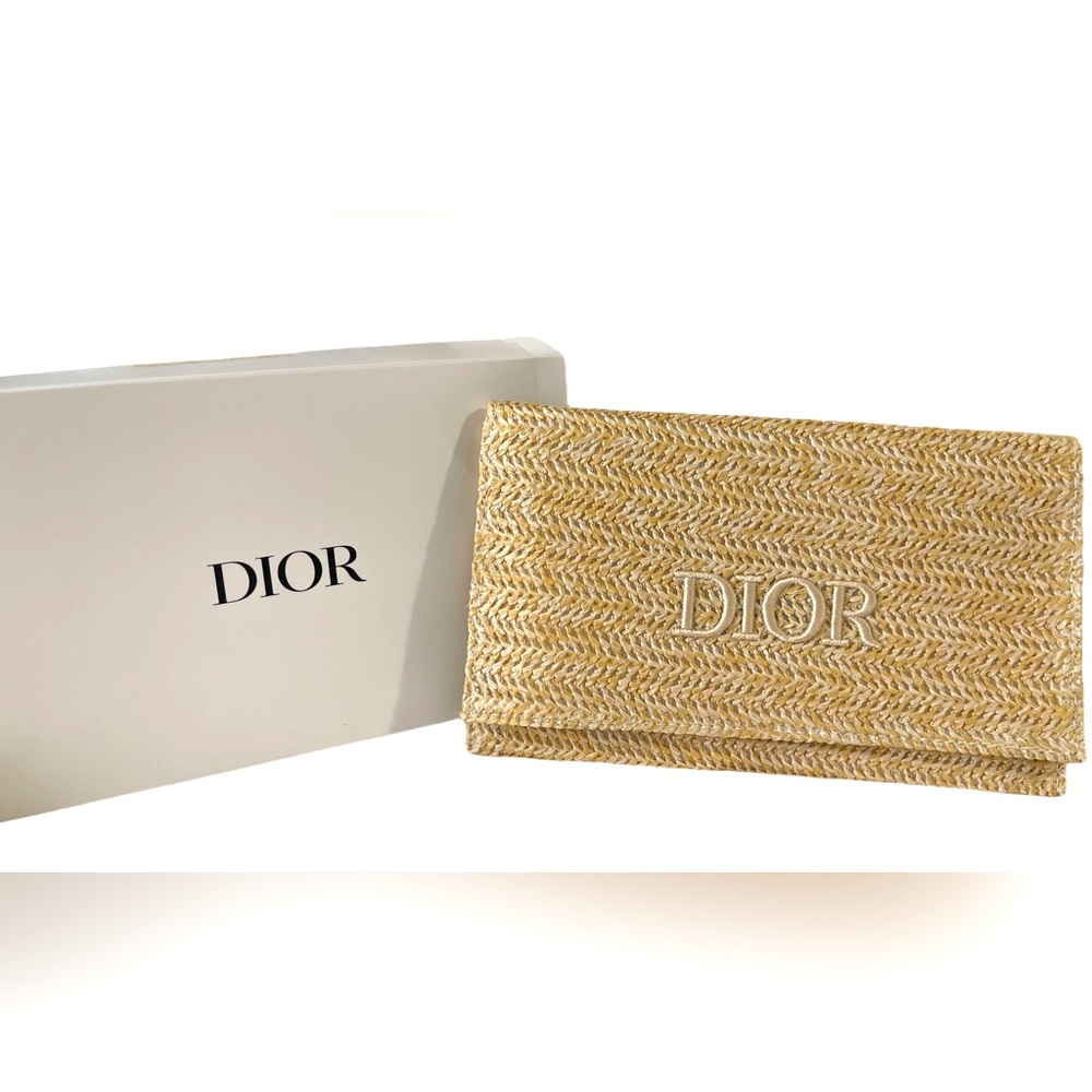 Dior Straw Woven Clutch in Natural Gold Tone